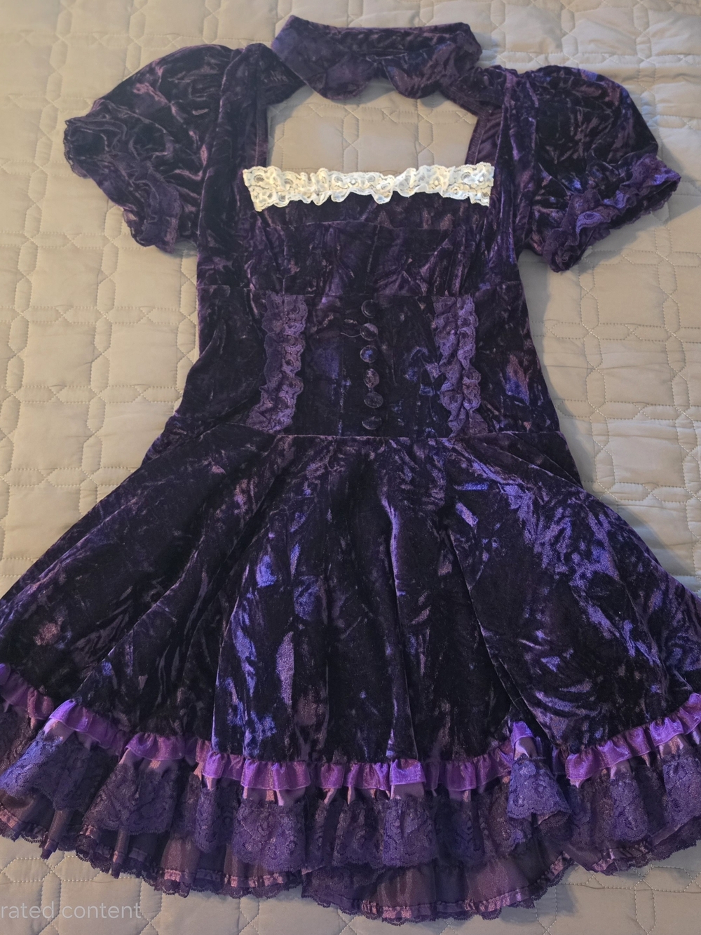 Dolls Kill x Willy Wonka Candy Purple Velvet Gothic Lolita Dress - Picture 2 of 3